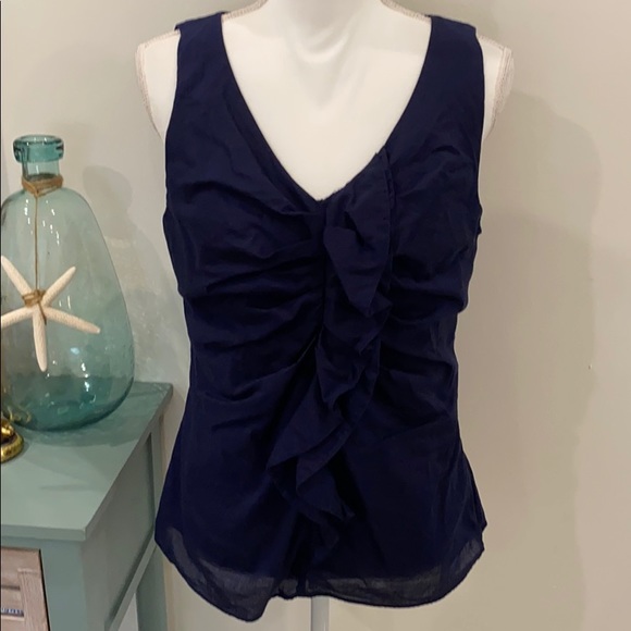 Ann Taylor Tops - Ann Taylor Cotton Ruched Ruffle Tank 12P